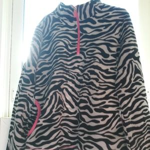 Zebra Print Half Zip Hoodie